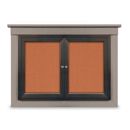 United Visual Products 36"x36" 1-Door Enclosed Letterboard, Header, Black Felt/Lt Oak UV2623HD-LTOAK-BLACK